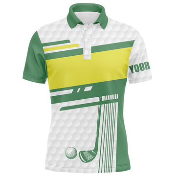Herren Golf Poloshirts in Weiß, Grün und Gelb - Exklusive Golfbekleidung mit einzigartigem Golfclub-Design N7204