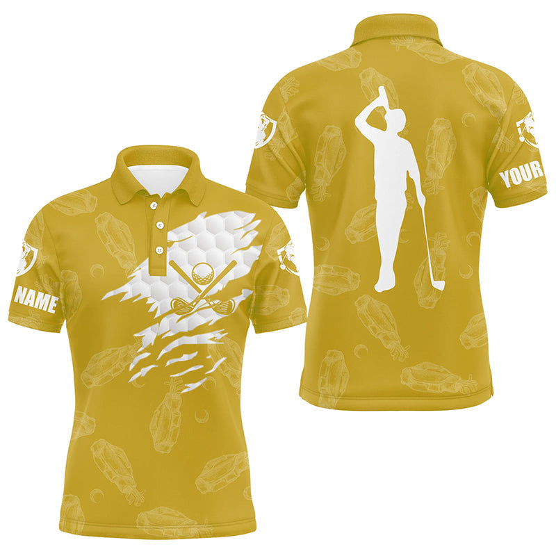 Personalisierte Golf-Polo-Shirts für Herren mit individuellem Namen | Gelbes Shirt im Golf-Club-Muster N7536