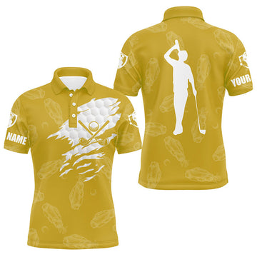 Personalisierte Golf-Polo-Shirts für Herren mit individuellem Namen | Gelbes Shirt im Golf-Club-Muster N7536