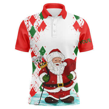 Personalisierte Herren Golf-Polohemden mit Weihnachtsgolfer-Motiv - Das perfekte Weihnachtsgeschenk für Golf-Fans N4436