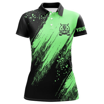 Personalisierte Damen Golf Polo-Shirts in Schwarz und Grün - Perfektes Golfgeschenk für Frauen N7088