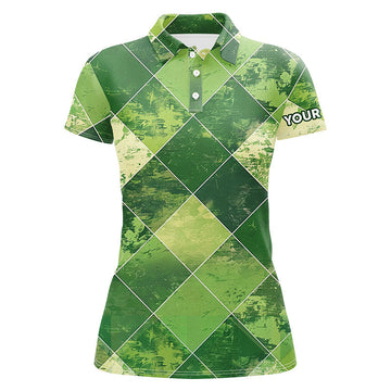 Grünes Argyle-Muster Golf-Polo für Damen – Individuelles Golf-Outfit für Stilbewusste N7373