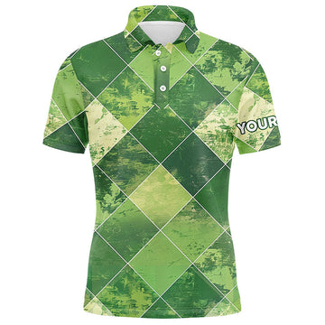 Herren Golf Poloshirt mit maßgeschneidertem grünen Argyle-Muster - Stilvolle Golfbekleidung N7373