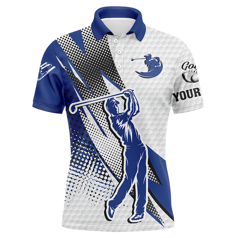 Herren Golf Poloshirt in Weiß und Blau – Individuell Gestaltbar N4239