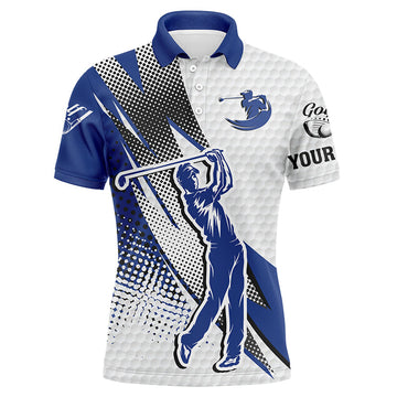 Herren Golf Poloshirt in Weiß und Blau – Individuell Gestaltbar N4239