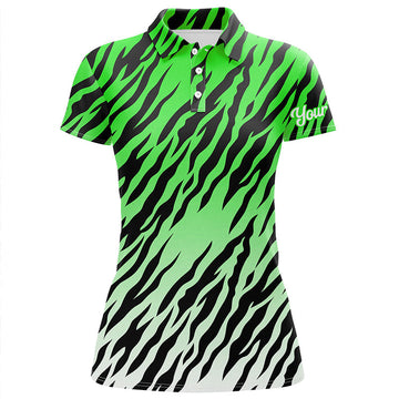 Modisches Damen Golf Polo mit grünem Tigerstreifen-Muster – Individuelle Golfbekleidung für Frauen, das perfekte Golfgeschenk N7109