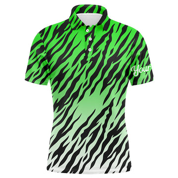Herren Golf Poloshirt mit grünem Tigerstreifen-Muster – Hochwertige Golfbekleidung, Perfektes Geschenk für Golfer N7109
