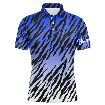 Herren Golf Polo-Shirt mit blauen Tigerstreifen – Individuelle Golfbekleidung für Männer, das perfekte Golfgeschenk N7110