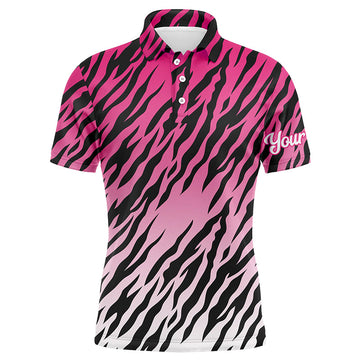 Herren Golf Polo Shirt mit pinken Tigerstreifen - Stylische Golfbekleidung und ideales Geschenk für Golfspieler N7111