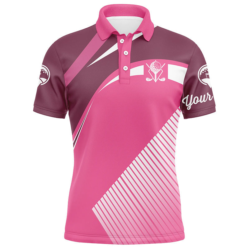 Herren Golf Poloshirts in Pink - Individuelle Golfoberteile für Männer, Perfekte Golfgeschenke N7128