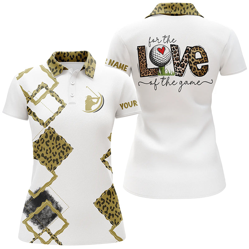 Personalisierbares Damen-Golfpolo in Weiß mit Leopardenmuster - Für die Liebe zum Spiel N4266