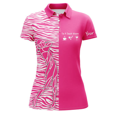 Elegantes Damen Golf Polo-Shirt in Rosa mit individuellem Zebra-Muster - Ideal für Freizeit, Wein und Golf N5402