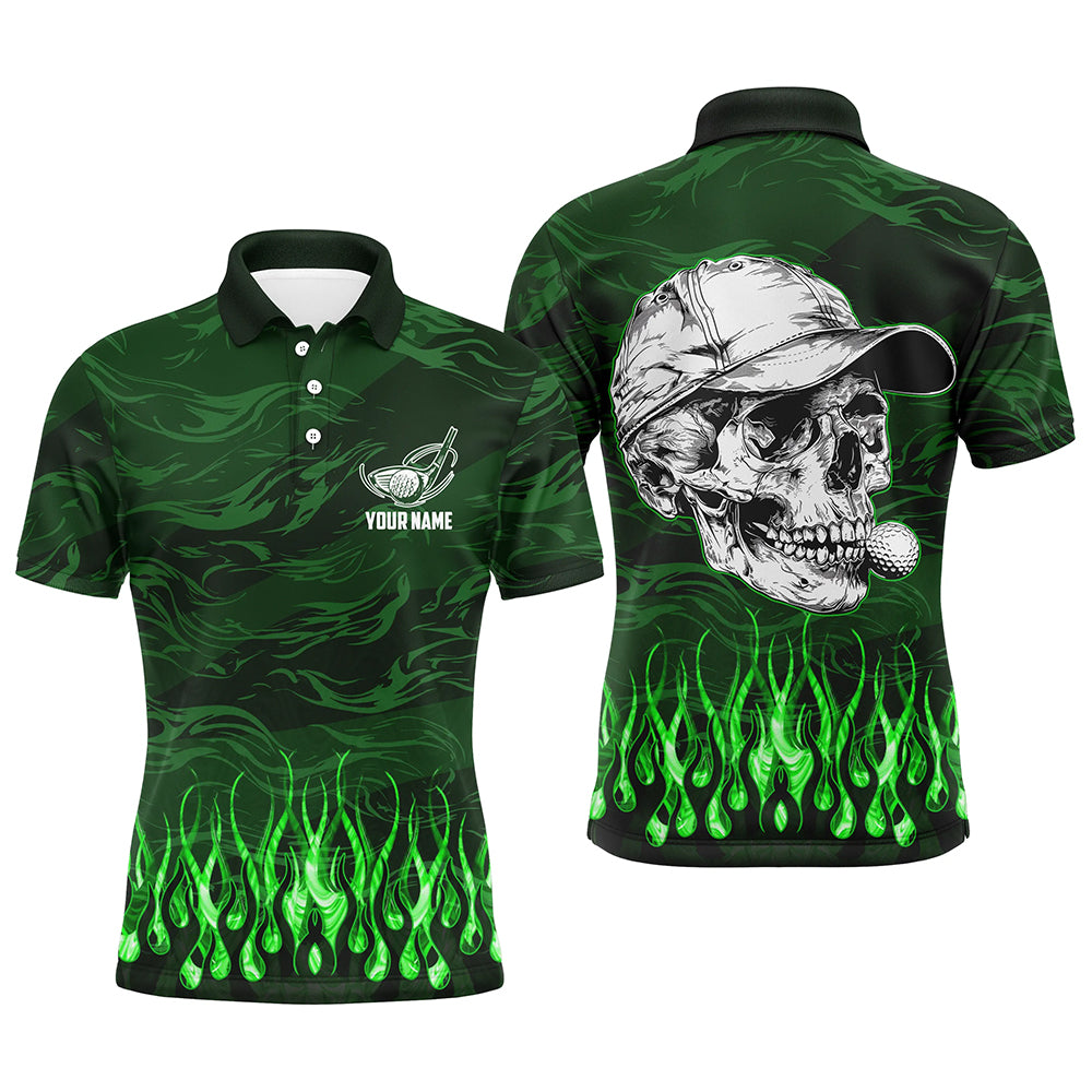 Herren Polo-Shirt mit individuellem grünem Camouflage-Design und Flammenmotiv - Perfekte Golf-Bekleidung für Männer - Ideale Golf-Geschenke N7430