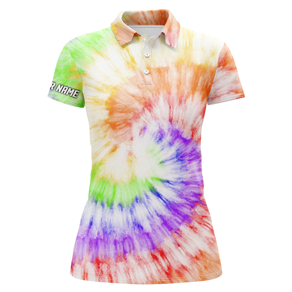 Individuelle Damen Golf Poloshirts mit buntem Batikdesign - Perfekt für Ihr Team N5435