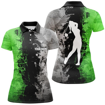 Individuelles Damen Golf Polo Shirt in Grüner Camouflage - Stilvolles Golfoberteil für Damen N7011