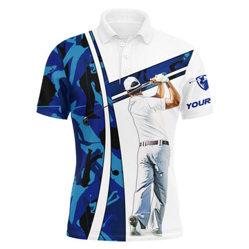 Personalisierte Herren Golf Polo mit Blauem Camouflage - Das ideale Golfgeschenk für ihn N3573