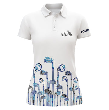 Damen Golf Poloshirt in Weiß und Blau – Stilvoll und Funktional auf dem Golfplatz N3577