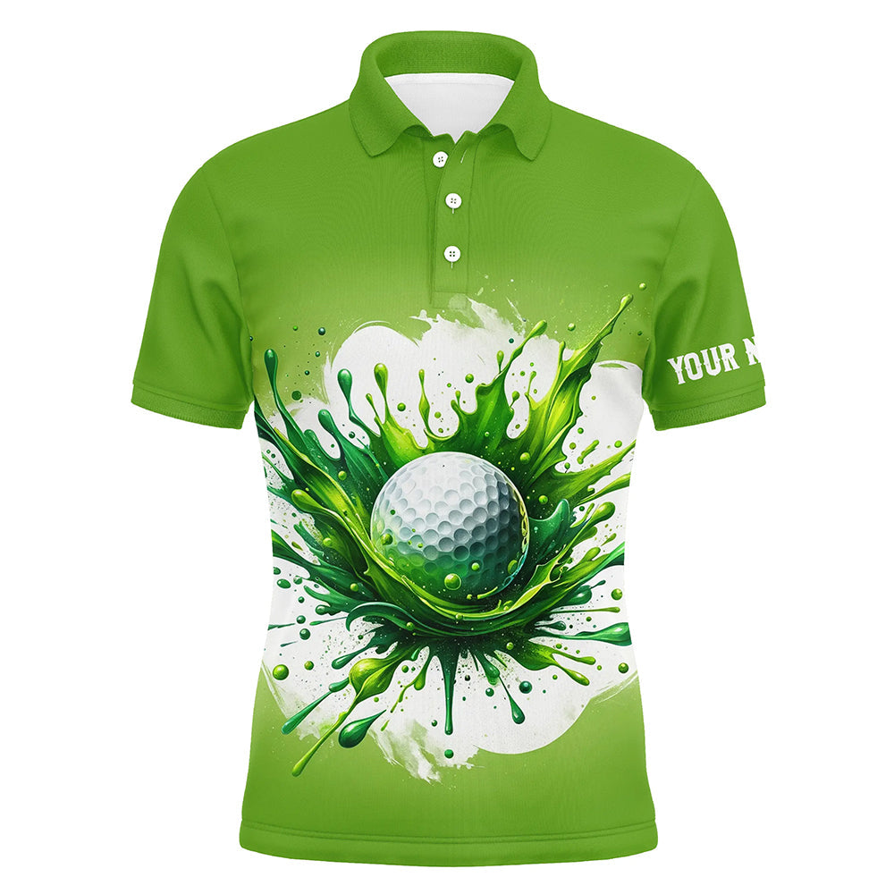 Herren Golf Polo-Shirt mit individuellem Aquarell-Muster in Grün – Das ideale Geschenk für Golf-Liebhaber N7293