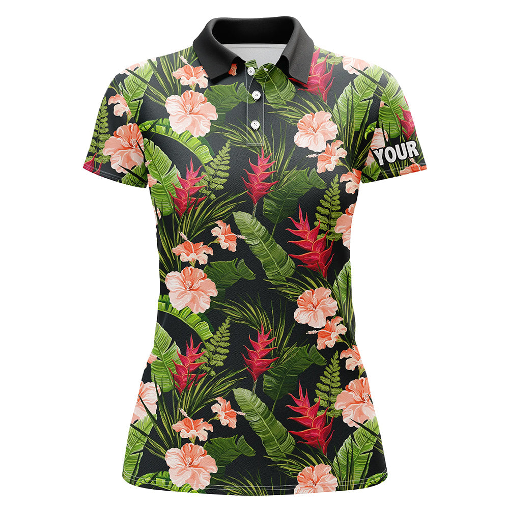 Damen Golf Poloshirt mit individuellem Hibiskus-Blütenmuster - Stylische Golfbekleidung, das perfekte Geschenk für Golferinnen N7301