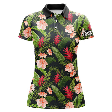 Damen Golf Poloshirt mit individuellem Hibiskus-Blütenmuster - Stylische Golfbekleidung, das perfekte Geschenk für Golferinnen N7301