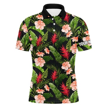 Herren Golf Polo-Shirt mit individuellem Hibiskus-Muster – Stylische Team-Tops für Golfer N7301