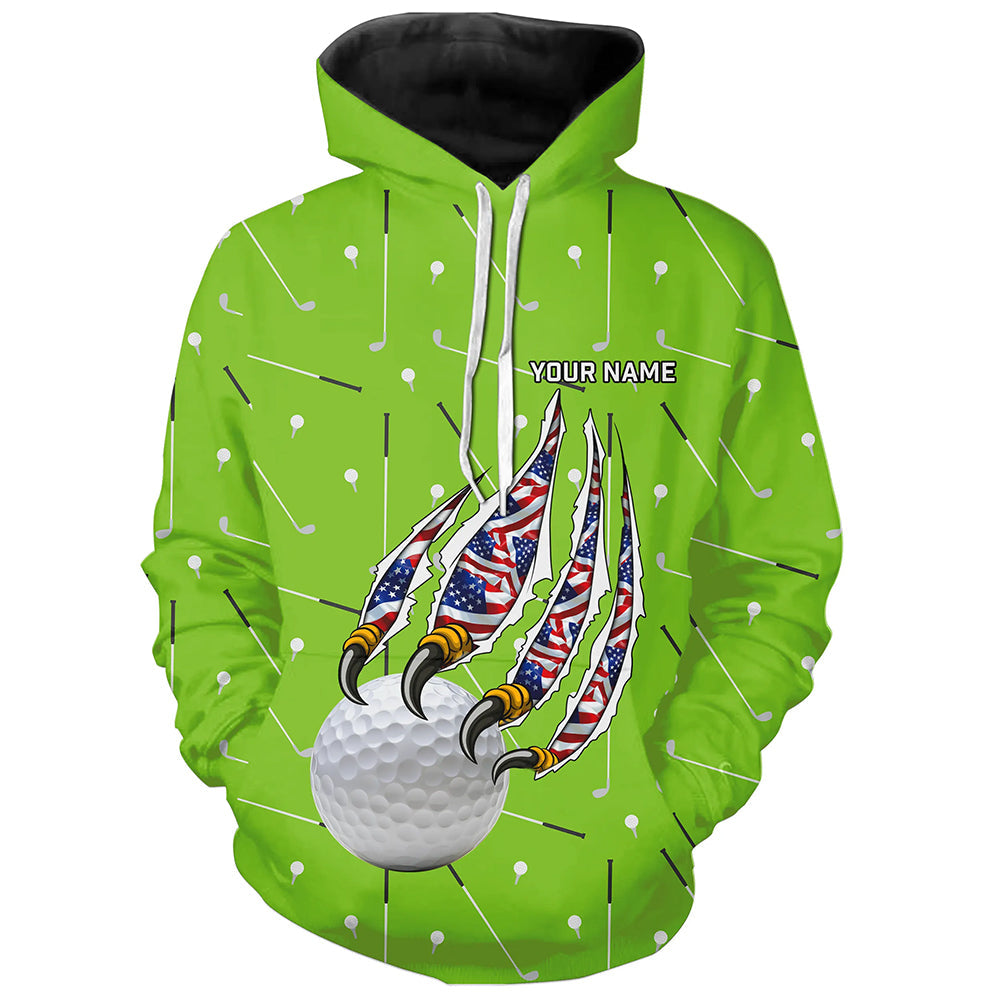 Grüne Camouflage Golfbälle mit amerikanischer Flagge und Adlerkrallen – Individuelles patriotisches Golf-Hoodie N8987