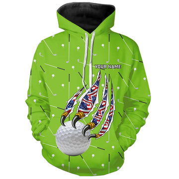 Grüne Camouflage Golfbälle mit amerikanischer Flagge und Adlerkrallen – Individuelles patriotisches Golf-Hoodie N8987