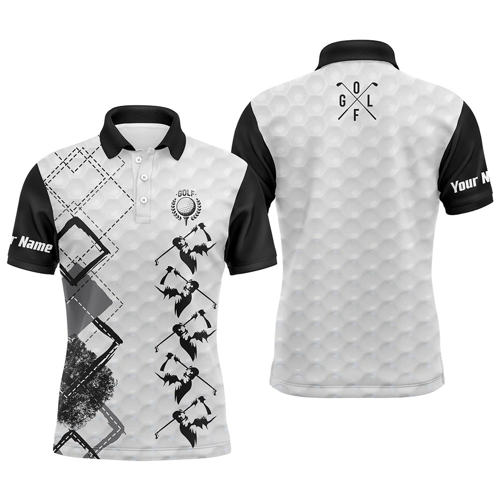 Personalisierte Schwarz-Weiß Herren Golf Polo-Shirts - Individuell Bestickter Name - Perfekte Golfbekleidung für Männer - Ideales Geschenk für Golfenthusiasten N3956