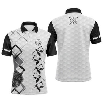 Personalisierte Schwarz-Weiß Herren Golf Polo-Shirts - Individuell Bestickter Name - Perfekte Golfbekleidung für Männer - Ideales Geschenk für Golfenthusiasten N3956