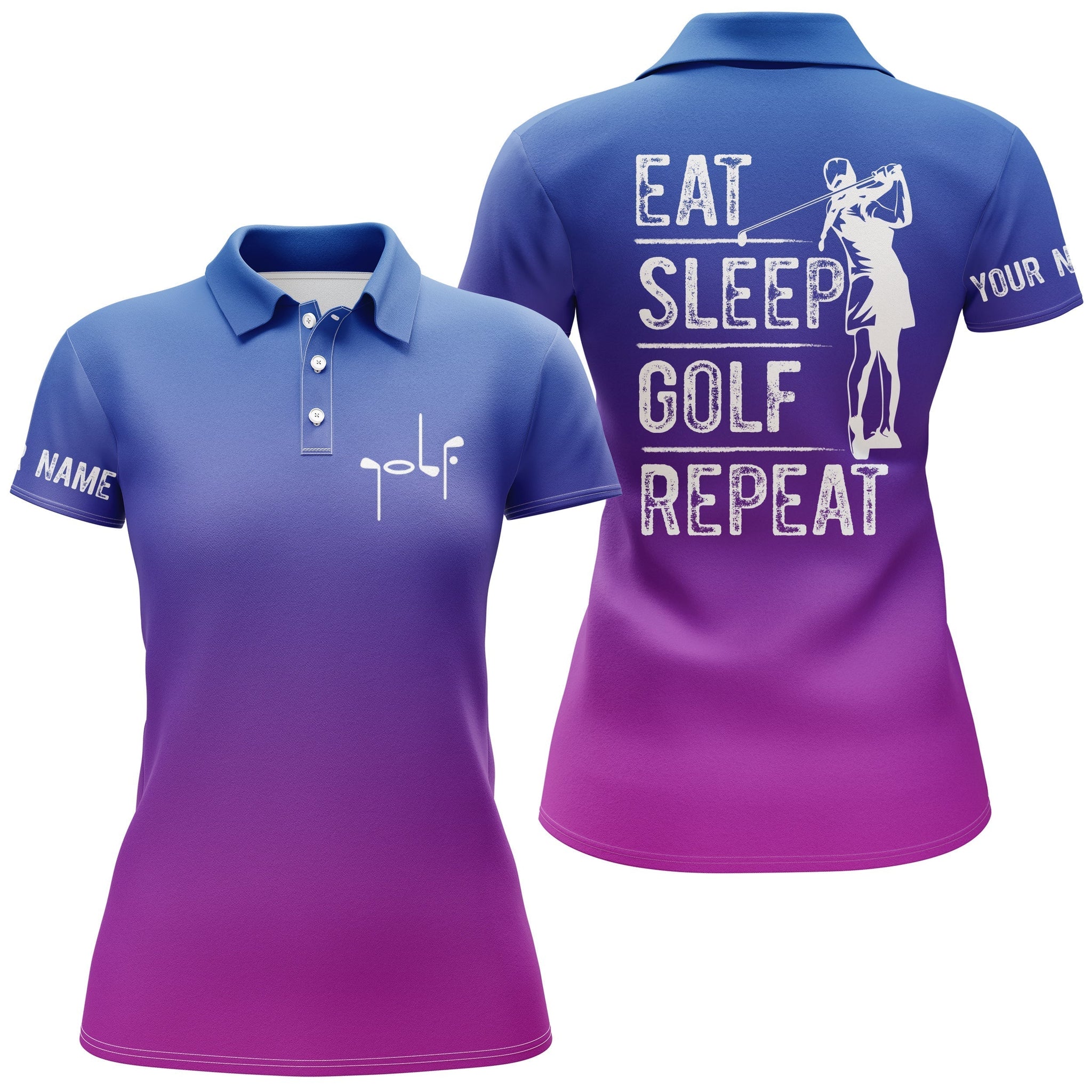 Personalisierte Golf-Polo-Shirts für Damen im individuellen Farbverlauf - Golfen, Entspannen, Wiederholen - Perfektes Geschenk für Golf-Liebhaber N4388