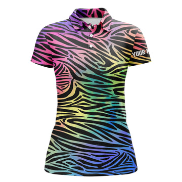 Lebhaftes Regenbogen-Zebra-Muster Golf-Polo für Damen – Das perfekte Geschenk für Golf-Liebhaber N4988