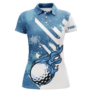Elegantes Damen Golf Poloshirt mit Blau-Weißem Golfball-Motiv – Individuelles Teamshirt für Golferinnen N7506