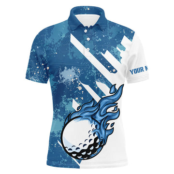 Stilvolles Herren-Golfpoloshirt mit blau-weißen Golfball-Design – Individuelles Team-Golfshirt für Männer N7506