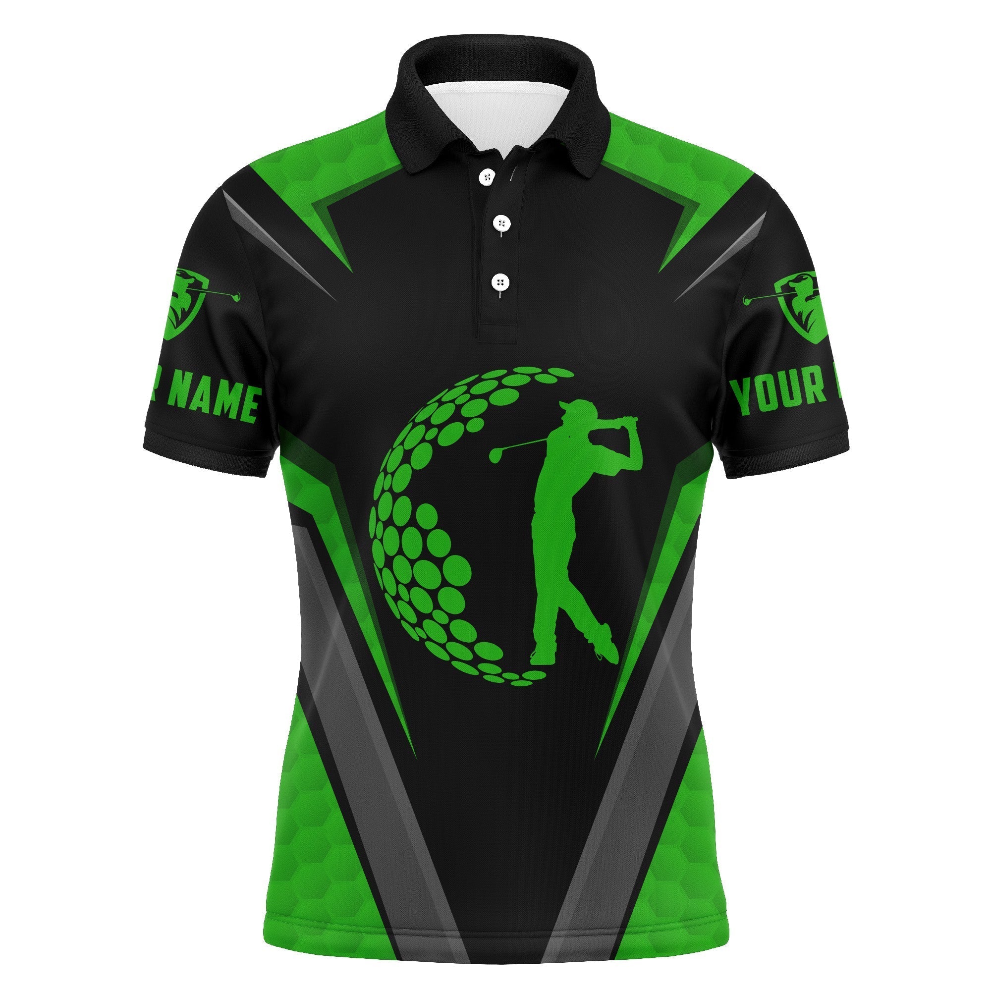Herren Golf Polo-Shirt in Grün-Schwarz - Individuelles Geschenk für Golf-Enthusiasten N3331