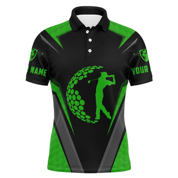 Herren Golf Polo-Shirt in Grün-Schwarz - Individuelles Geschenk für Golf-Enthusiasten N3331