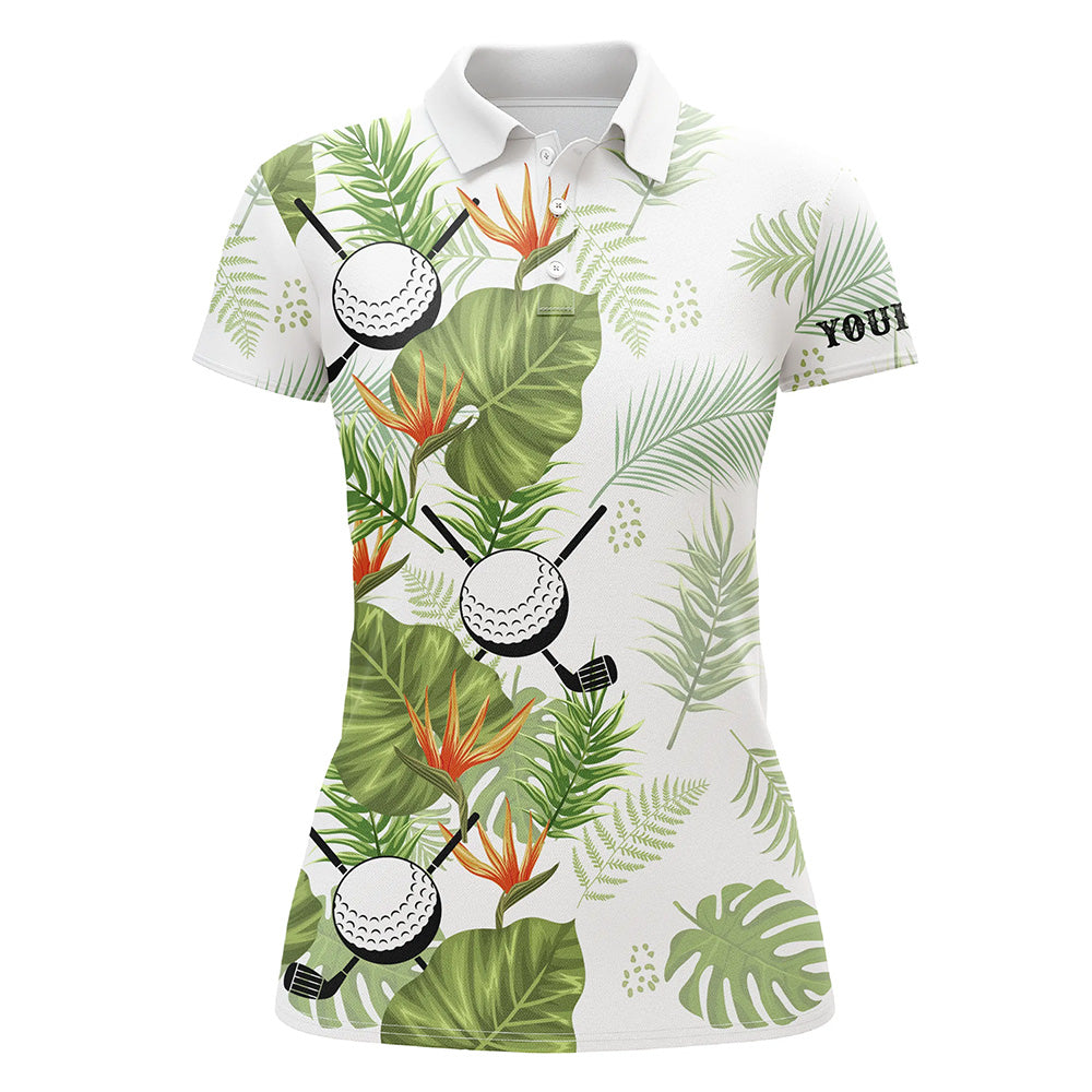 Tropisches Blätterdruck Golf-Polo für Damen – Individuelle Golfbekleidung für stilbewusste Spielerinnen N7522