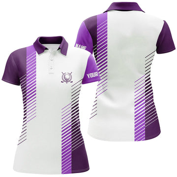 Elegantes Lila-weißes Golf-Polo für Damen – Individuelles Golf-Ball-Shirt für stilbewusste Spielerinnen N7187