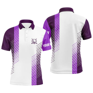 Elegantes Herren Golf Polo in Lila und Weiß – Individuelles Golfball-Design – Premium Golfbekleidung für Herren N7187