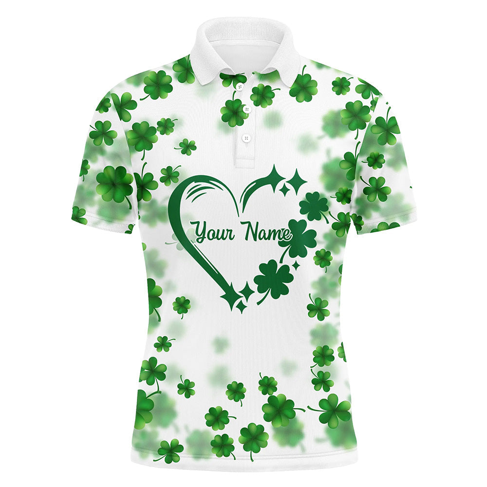 Personalisierte Herren Poloshirt mit grünem Kleeblatt-Motiv für St. Patrick's Day N7197