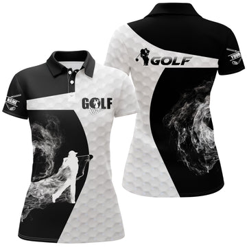 Stylisches Damen Golf Polo-Shirt in Schwarz-Weiß mit individuellem Namen – Kurzarm Sportoberteil für schnelles Trocknen N3668