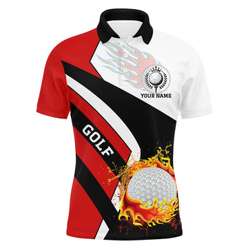 Herren Golf Polo-Shirt "Flame" – Rot, Weiß, Schwarz N6712