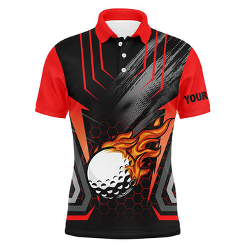 Herren Polo-Shirt "Fire" in Schwarz und Rot – Perfektes Geschenk für Golf-Enthusiasten N7087