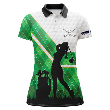 Elegantes Damen-Polo mit grünem Rautenmuster – Perfektes Golfgeschenk für Frauen N7090