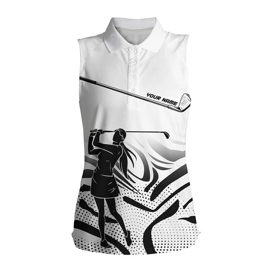 
Custom Black and White Camo Women’s Sleeveless Golf Polo Shirt - Personalized Golf Attire
 N8152
