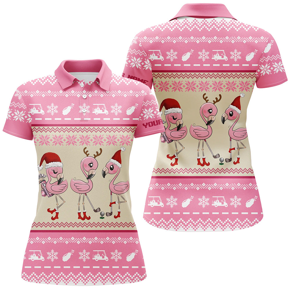Witzige Weihnachts-Golfshirts für Damen – Individuelle Flamingo-Golfpolos als festliche Geschenke N6512