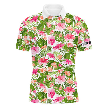 Herren Golf Polo-Shirts mit Individuellem Hibiskus- und Palmendruck N7129
