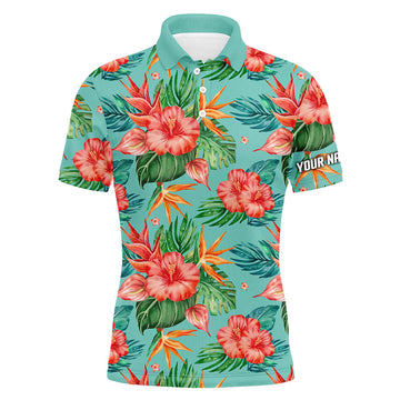Herren Golf Poloshirts mit Hibiskus-Muster - Stylische und Individuelle Freizeitbekleidung N7130