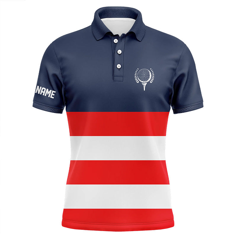 Personalisierte Herren Golfpoloshirts in Rot, Weiß und Blau - Patriotische Golfbekleidung für Männer N7135