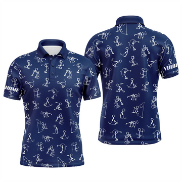 Personalisierte Lustige Golfmuster Herren-Polo mit UV-Schutz in Marineblau - Die beste Golfbekleidung für Männer N4844