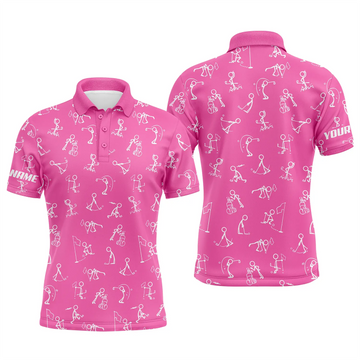 Personalisierte Herren Golf Polo-Shirts mit UV-Schutz in Pink – Lustiges Golf-Muster für stilvolle Golfer N4846